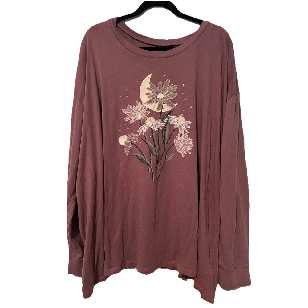 Heritage by Torrid Jersey Long Sleeve Shirt Moon Floral Plus Top Size 5